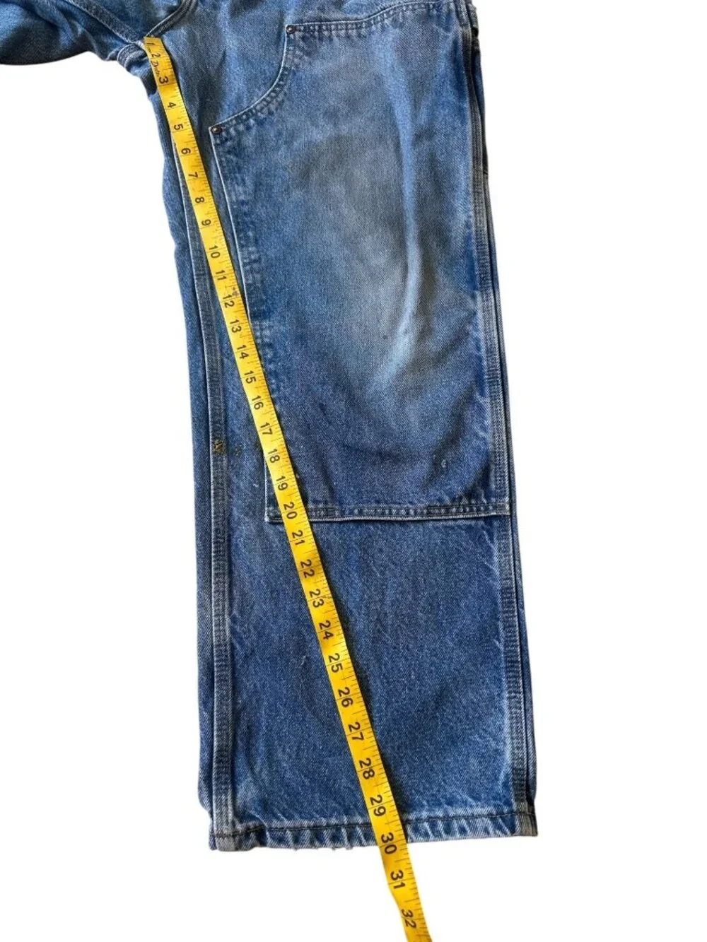 Vintage Carhartt B73 DST Denim Double Knee Pants Men 36x30 Cargo Carpenter Baggy